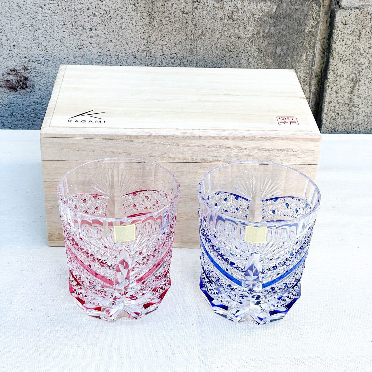 ゴッホ 星月夜 定価11万円 最上級 カガミクリスタル 江戸切子ペア