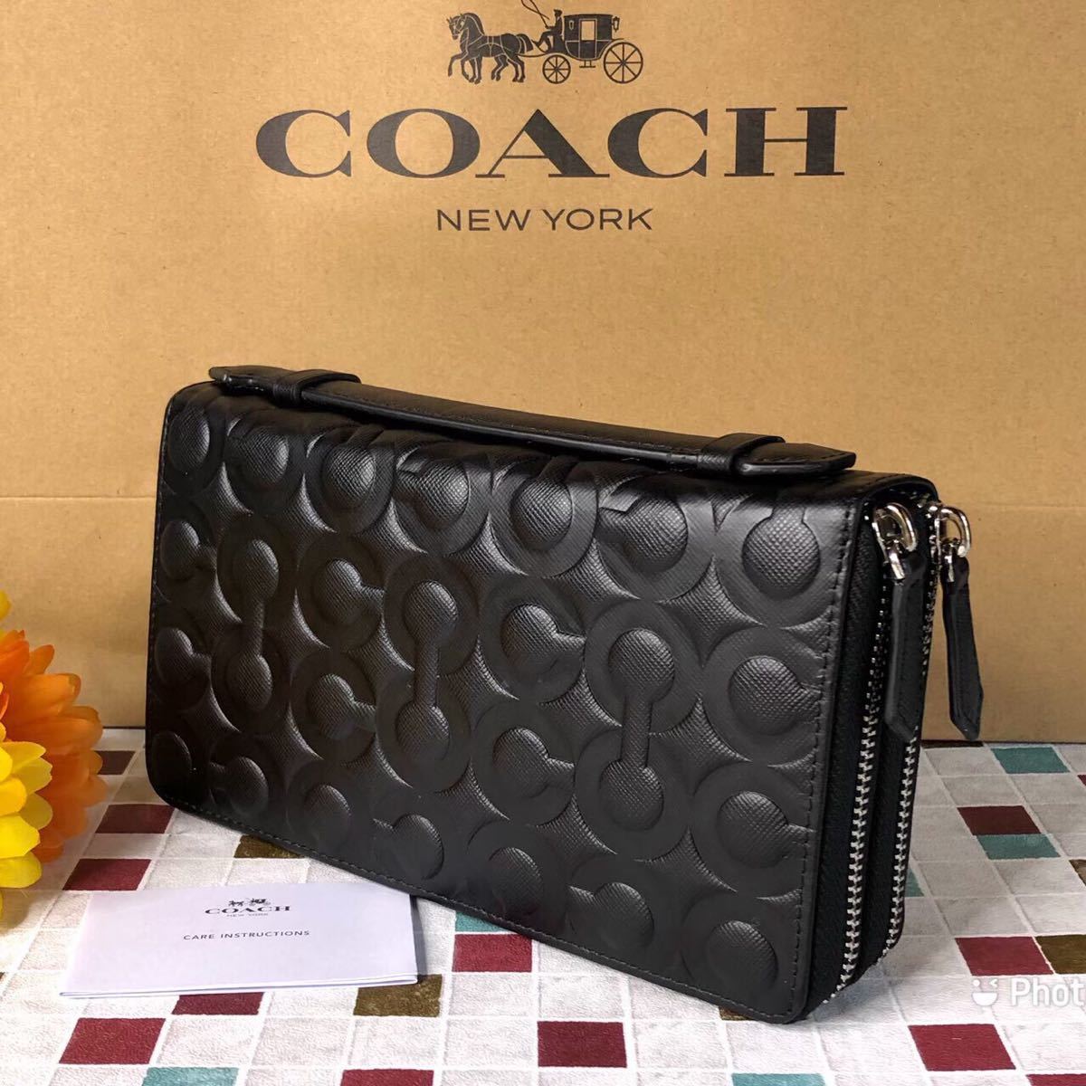 COACH 長財布 トラベルオーガナイザー セカンドバッグ エンボス メンズ