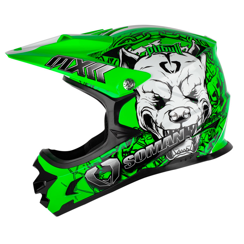 ゴーグル付き～！8色 新品 SOMAN オフロードヘルメット バイクヘルメット ダートバイク クロスカントリー ヘルメット 艶あり緑-L_画像3
