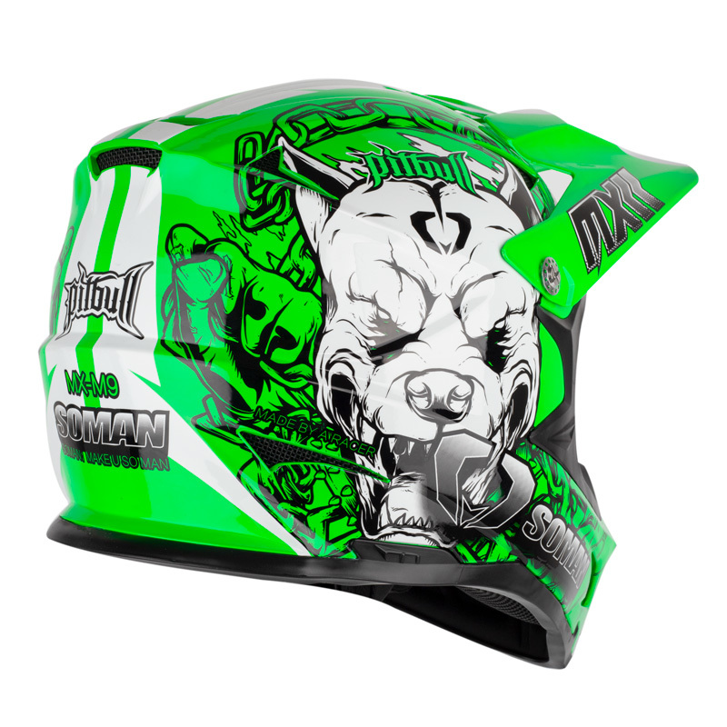 ゴーグル付き～！8色 新品 SOMAN オフロードヘルメット バイクヘルメット ダートバイク クロスカントリー ヘルメット 艶あり緑-L_画像4