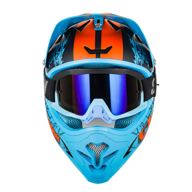 ゴーグル付き～！8色 新品 SOMAN オフロードヘルメット バイクヘルメット ダートバイク クロスカントリー ヘルメット 艶なし青オレンジ-XL_画像2