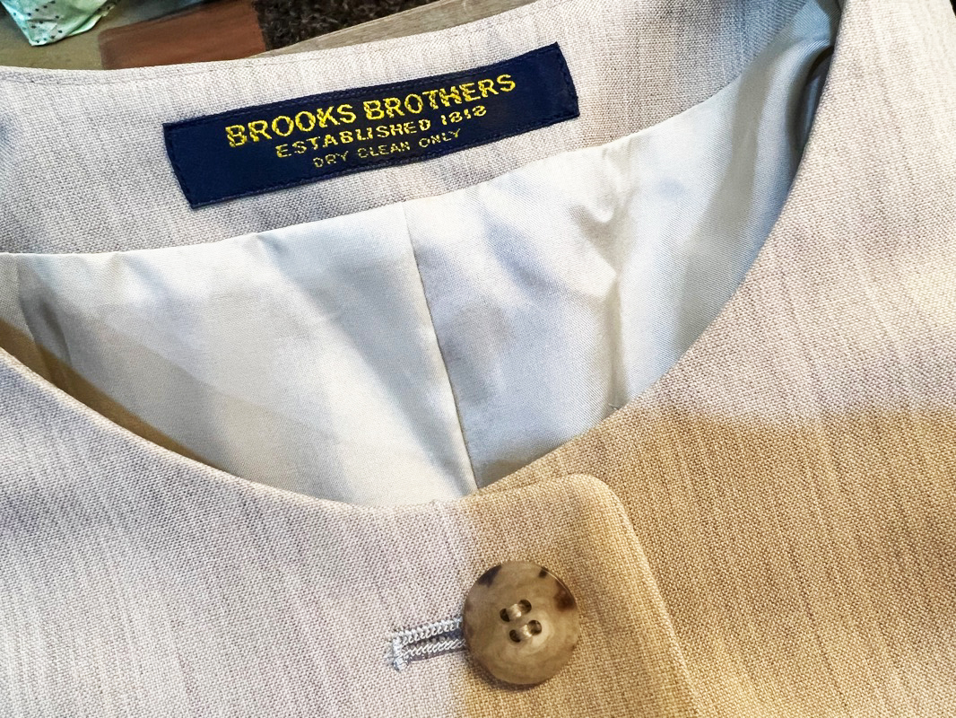 R36★BROOKS BROTHERS/ブルックスブラザーズ ノーカラーウールレディース2ピースセットアップ スカート×ジャケット ベージュ系 11AR★_画像7