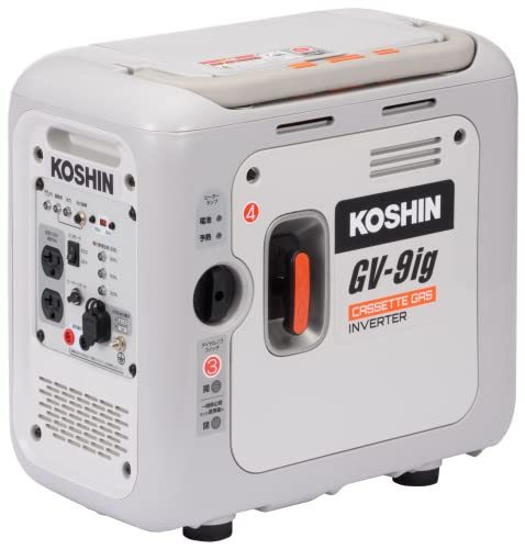 白 工進(KOSHIN) カセットガス インバーター 発電機 正弦波 GV-9ig 定格出力 0.9kVA AC-100V 50H