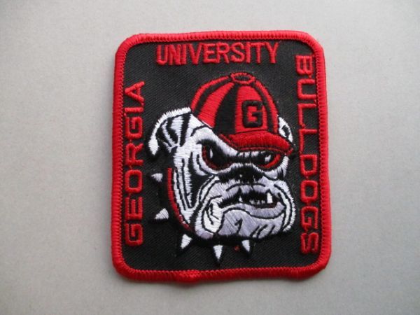 80s ジョージア大学UGAブルドッグスGEORGIA UNIVERSITY BULLDOGSアメリカンフットボール刺繍ワッペン/patchブルドッグFOOTBALL V141_画像1