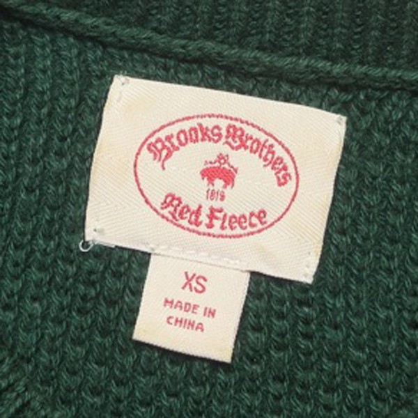 トレンドカラー! 00s Brooks Brothers ブルックスブラザーズ 無地 ワッフル コットン ニット セーター グリーン 緑 XSサイズ メンズ 古着の画像6