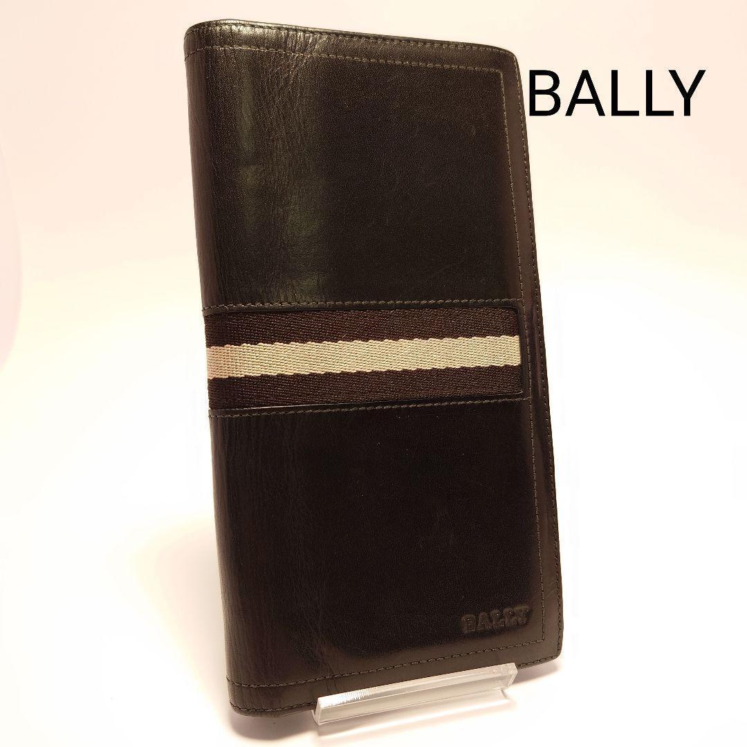 BALLY バリー ２つ折り ジップ ファスナー 財布 ブラック 黒 リボンライン レザー 革 男性 メンズ おしゃれ 人気