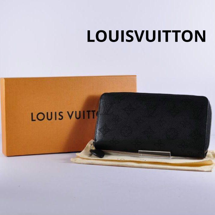 LOUIS VUITTON ルイヴィトン ジッパー ラウンドファスナー 財布 マヒナ ブラック 黒 無地 柄なし シンプル M61867 極美品