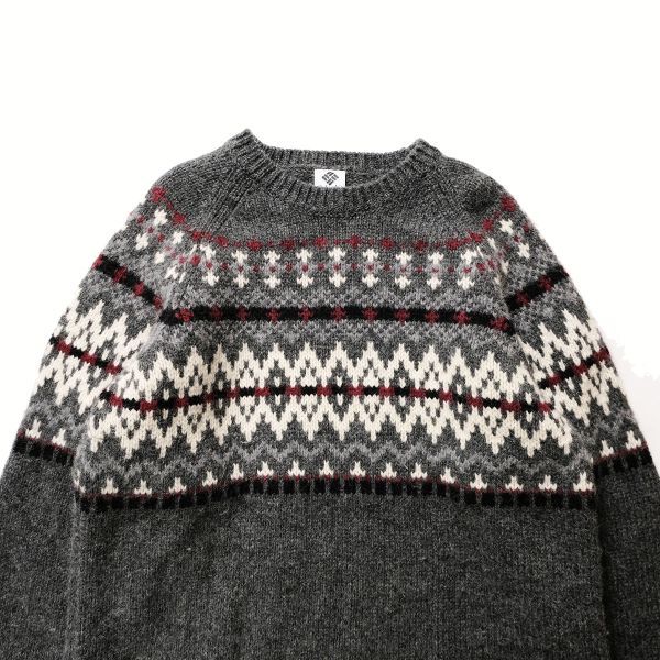 贅沢屋の セーター ニット ウール シェットランド クルーネック フェア 