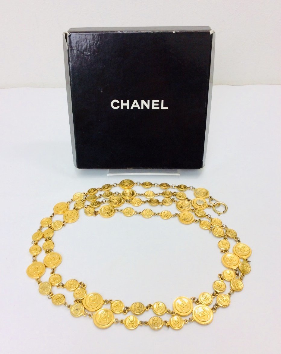シャネル/CHANEL ヴィンテージ ゴールドチェーンコインネックレス