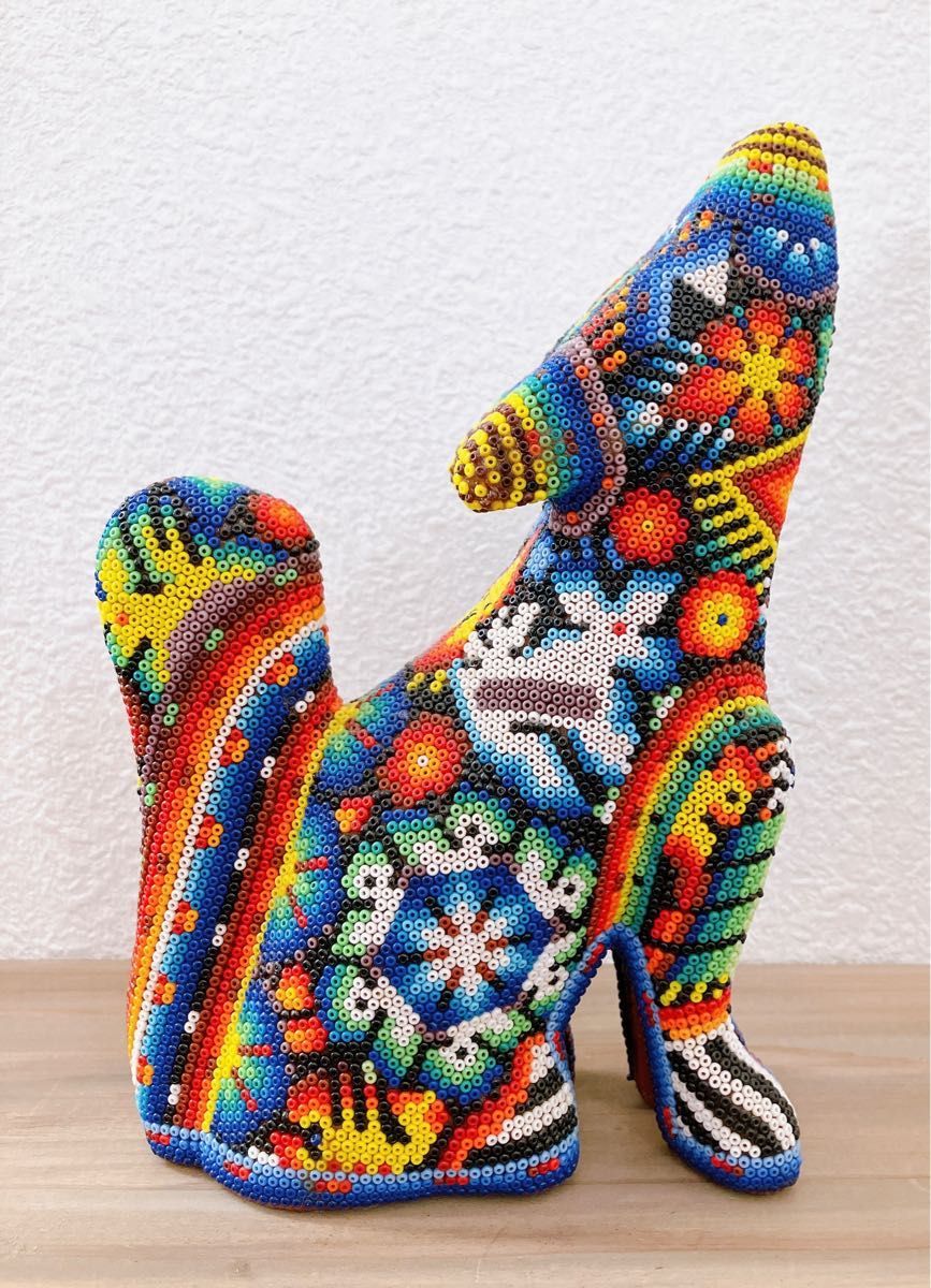 伝統工芸品☆一点物】ウィチョル族 ビーズアート オブジェ Huichol