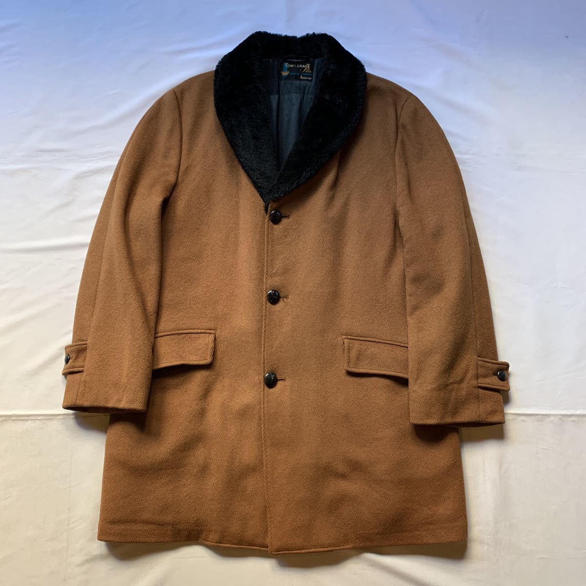 60s TOWNCRAFT WOOL GANG COAT ヴィンテージ ビンテージ タウンクラフト ウールコート ギャングコート ショールカラー 50s アメカジ_画像2