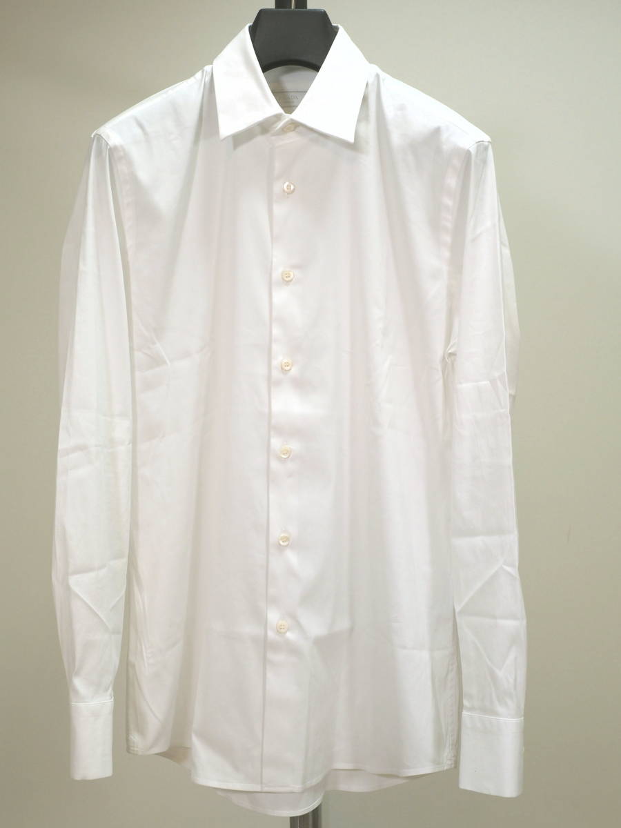 春夏新作モデル PRADA Italy製 19SSドレスシャツ38白 メンズ プラダ 長袖シャツ