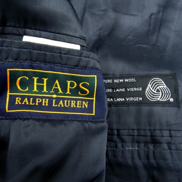 サイズ M 程度 カナダ製 チャップス ラルフローレン RALPH LAUREN ウール テーラードジャケット ジャケット ブレザー ネイビー 古着 2N1591_画像3