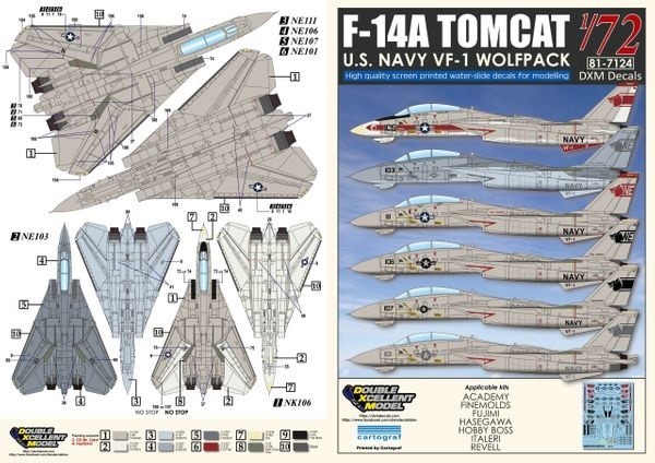 DXMデカール 81-7124 1/72 アメリカ海軍 F-14A トムキャット VF-1 ウルフパック_画像4