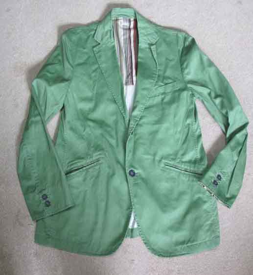 PPFM綺麗なグリーンのテーラードジャケット／中肉コットン素材／背抜き