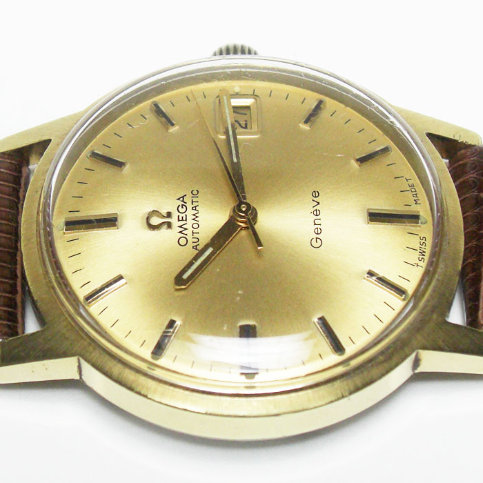 OMEGA Omega AUTOMATIC automatic AT SS Gold face leather belt Vintage 