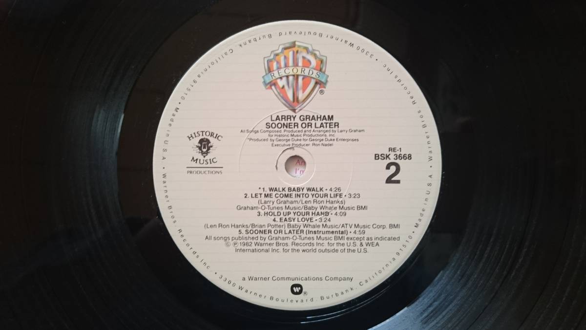 PROMO 美品ノイズ無! 送料800円込 1982年USプロモLP ラリー・グラハム Larry Graham「Sooner or Later」グラハム・セントラルステーション_ラベルB面