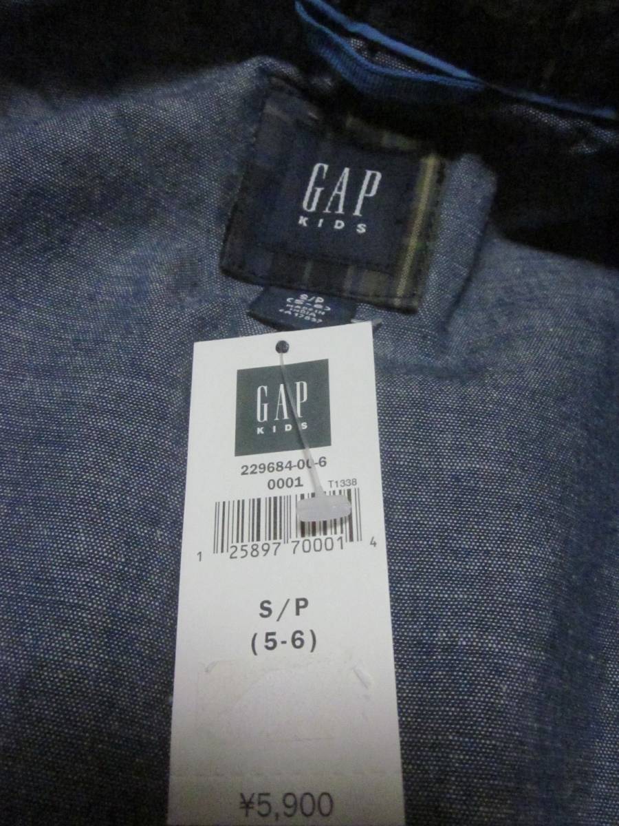 5-6才　GAP KIDS　5900円タグ付き未使用 ギャップ　ジャケット　コート　綿　S/P 110cm 120cm　男の子　上着　ブレザー　チェック　3507