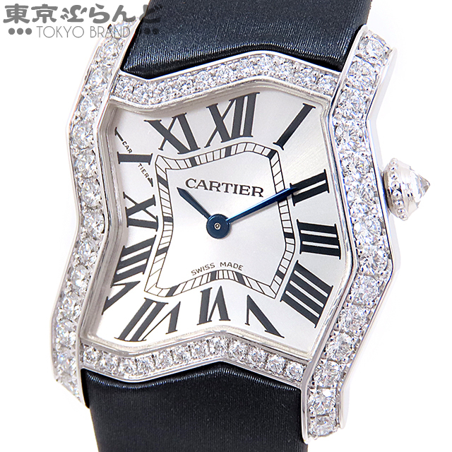 101616726 カルティエ Cartier タンクフォル ダイヤベゼル 時計 腕時計 レディース 手巻式 K18WG レザー WJ306017  コンプリートサービス済