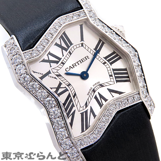 101616726 カルティエ Cartier タンクフォル ダイヤベゼル 時計 腕時計 レディース 手巻式 K18WG レザー WJ306017  コンプリートサービス済