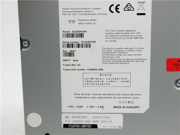 HP LTO 5 BRSLA-0904-DC  AQ282P＃200テープドライブ 動作品 送料無料の画像3