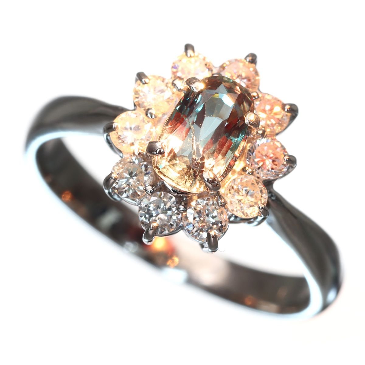  standard design . change expression . fascination Pt900 alexandrite diamond ring 4.9g AX0.631ct D0.46ctso-ting attaching *jz845