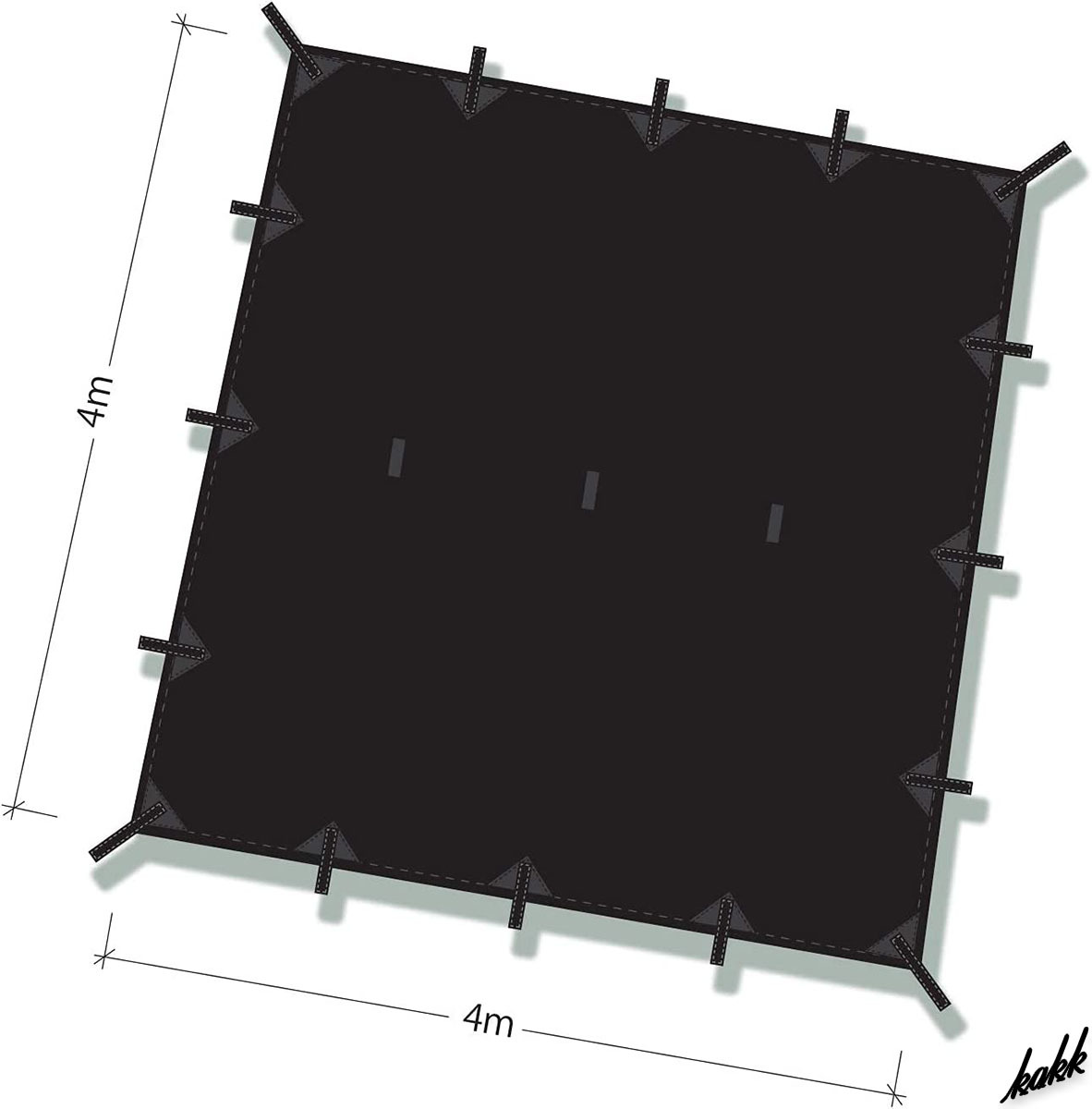 【マンタフライも楽しめる】 スクエアタープ 400×400cm バリエーション自由 UVカット 防水 遮光 遮熱 キャンプ アウトドア ブラック