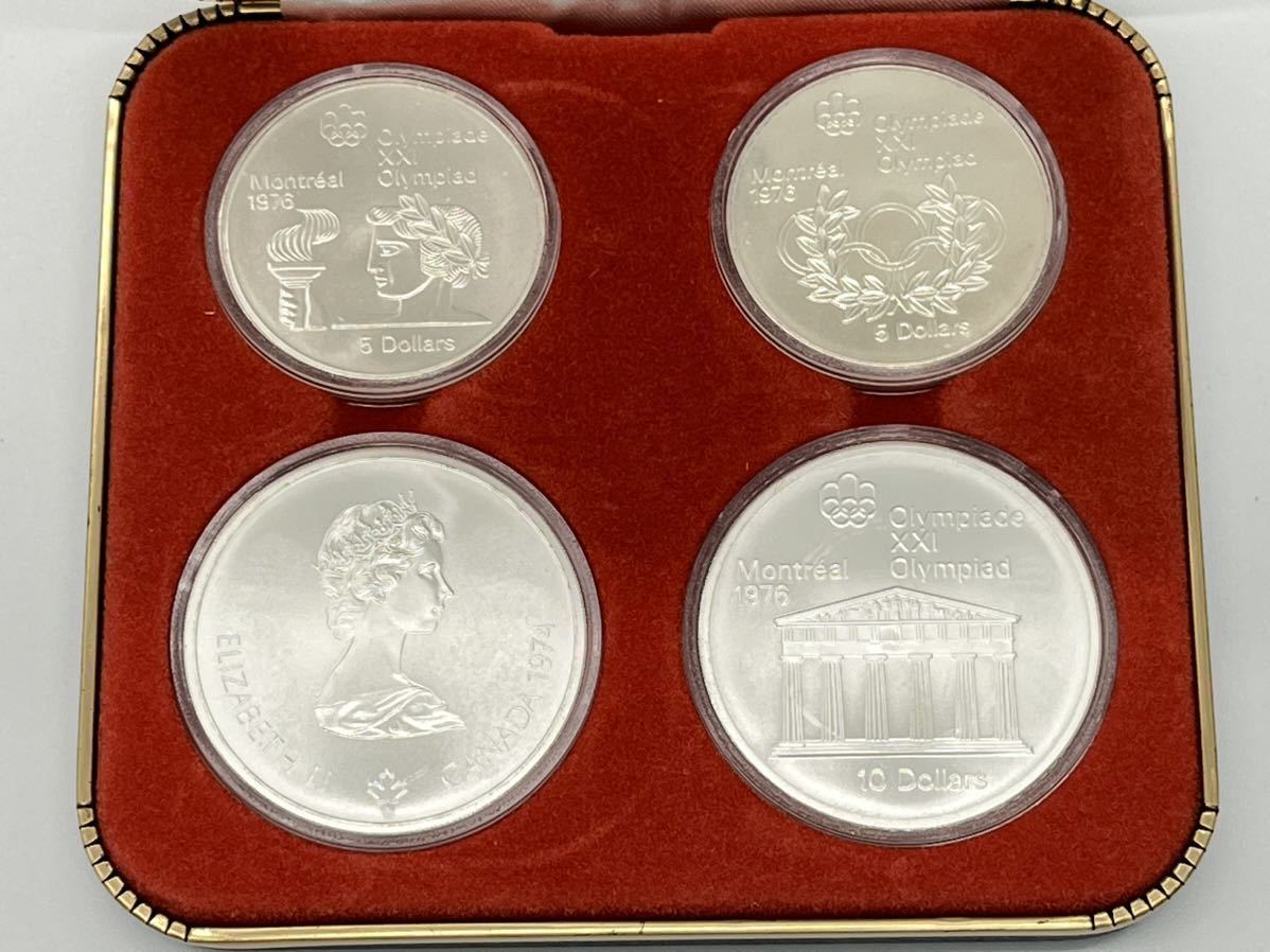 ◎1円スタート◎カナダ 銀貨 記念銀貨 モントリオールオリンピック 4枚セット ケース付きの画像1