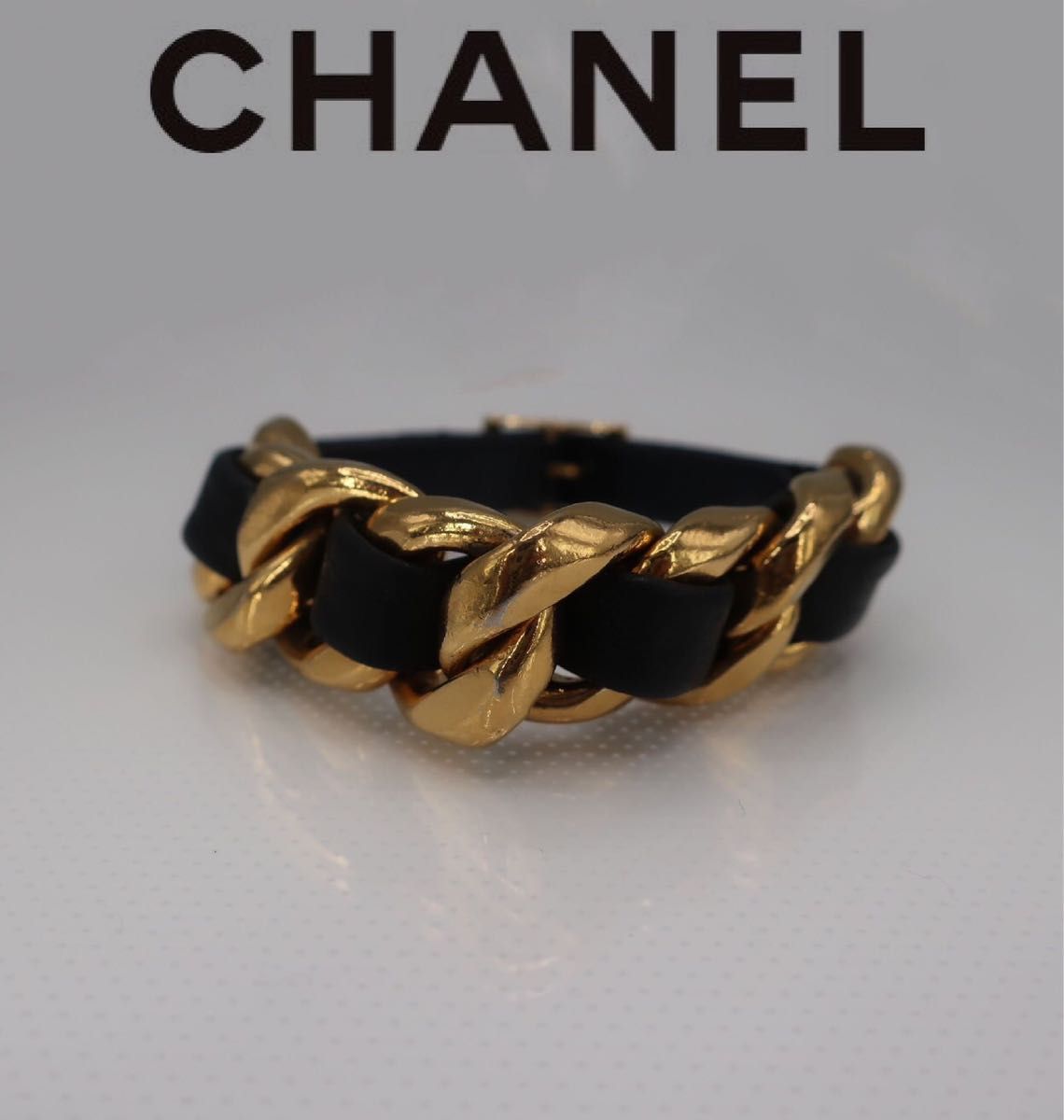 シャネル CHANEL レザーゴールドチェーン ブレスレット bracelet-