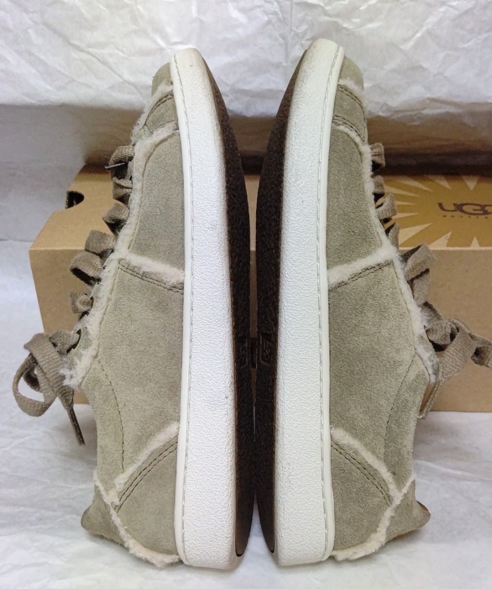 アグ　UGG MILO SPILL SEAM SNEAKER　1097009 23.5cm　本革スエードレザースニーカー　ベージュ