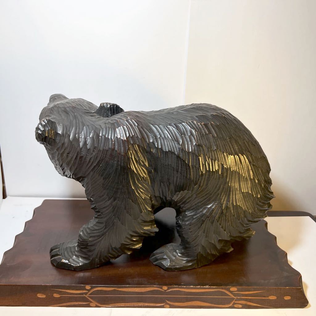 1974年 昭和49年 木彫りの熊 ガラス目 細密 毛彫り 吠え熊 アイヌ 