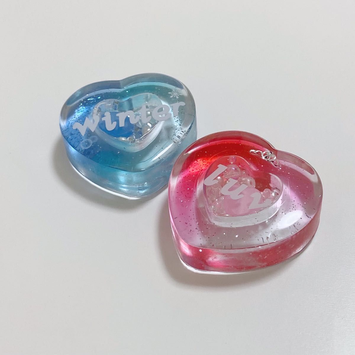 シール付き ダブルハートシェイカー ミニサイズ ブルー 青