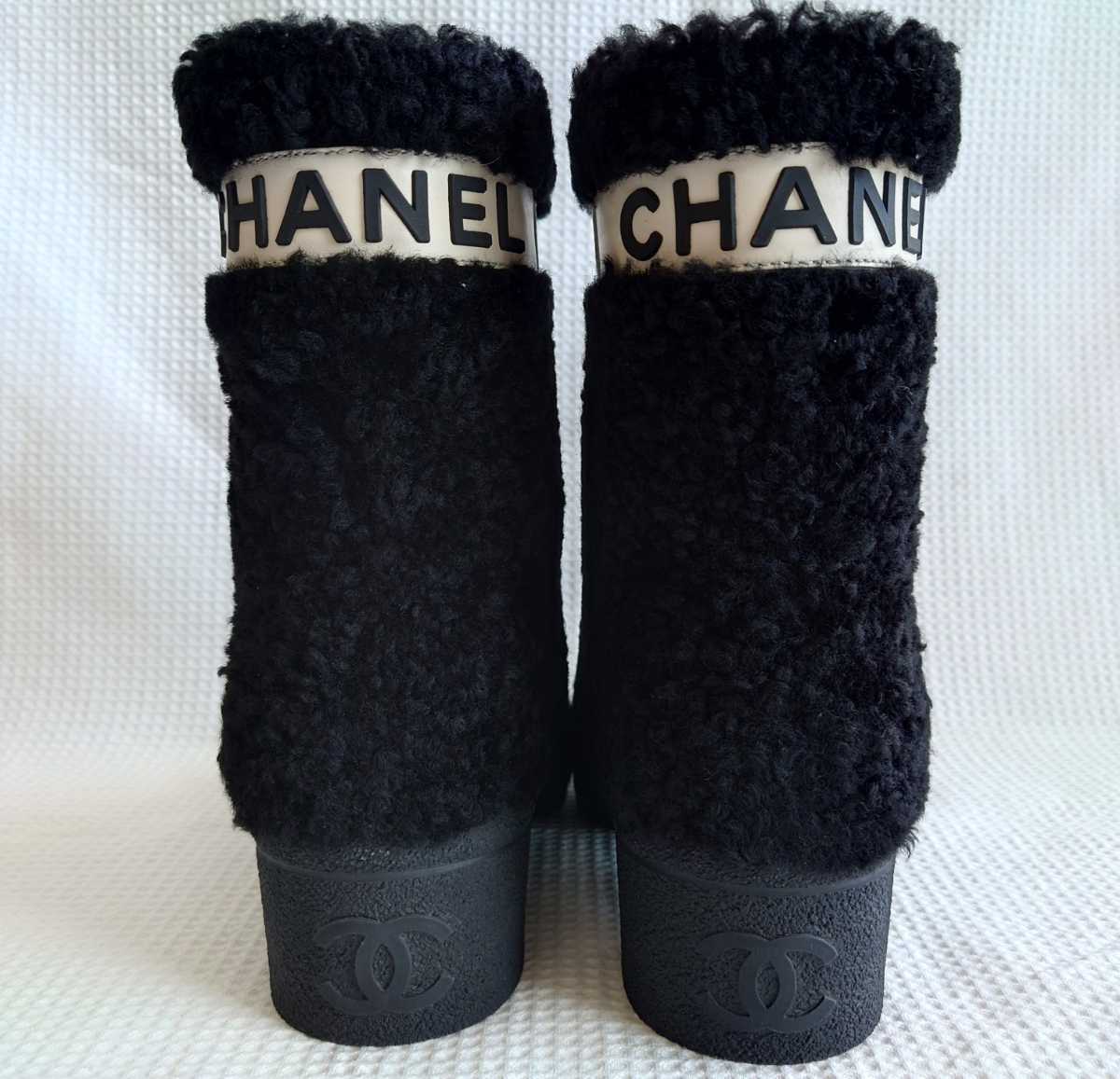 CHANEL★新品★ムートン ブーツ３７黒×白/COCONEIGEココネージュ・シャネル_画像2