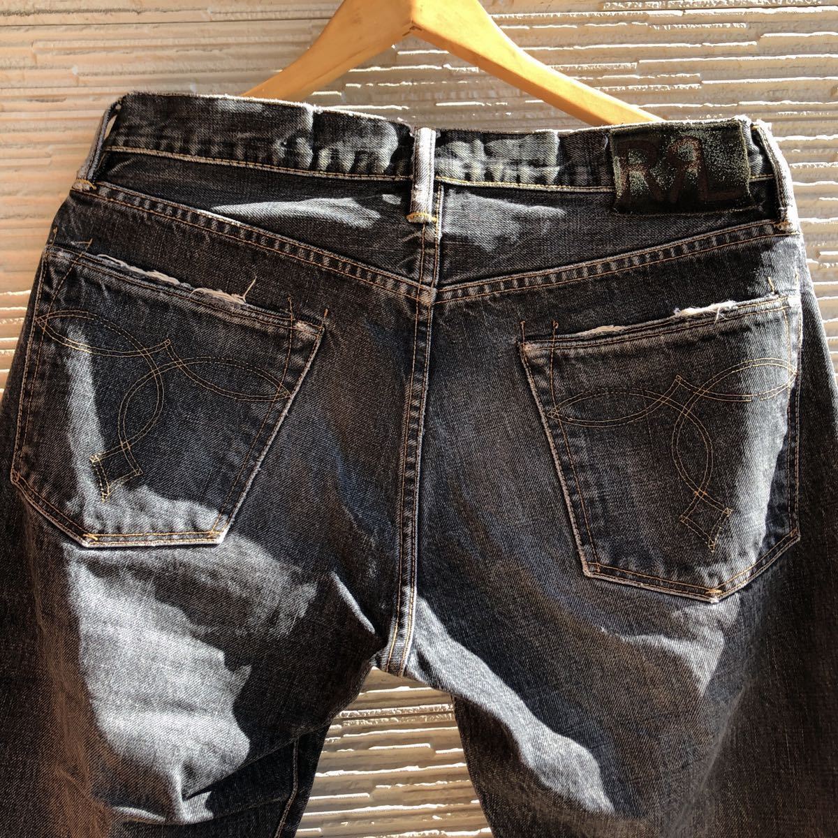 RRL Japanwovenselvedgedenim 3230 デニムパンツ SLIM ブーツカット　黒　アメリカ製_画像3