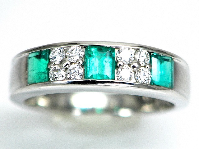 [ gem shop head office ]0.50ct fine quality natural emerald diamond PT900 ring ( gem judgement document attaching )