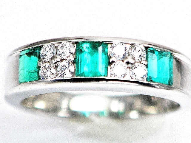 [ gem shop head office ]0.50ct fine quality natural emerald diamond PT900 ring ( gem judgement document attaching )