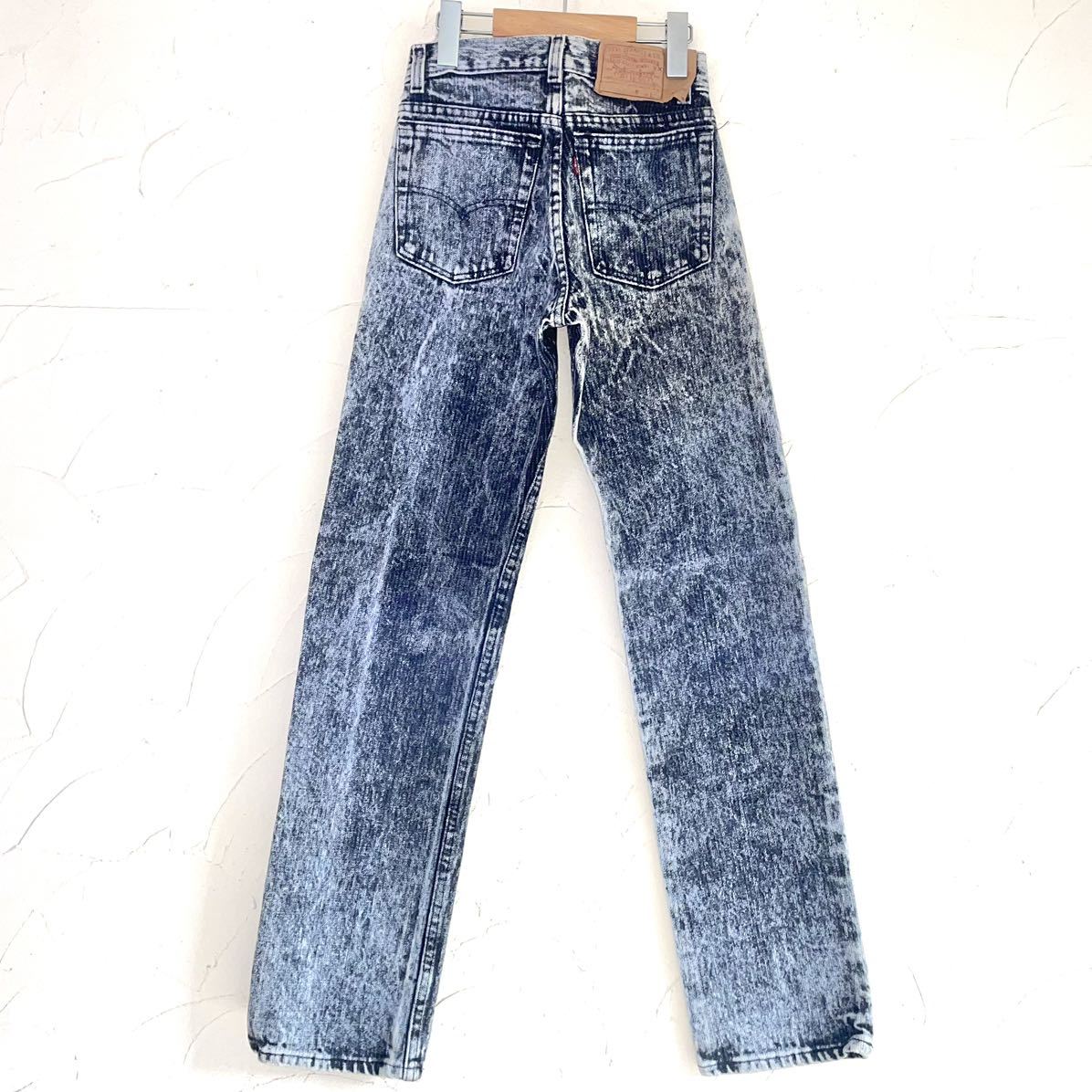 kid's vintage 80s Levi's リーバイス 701 ブラック ケミカルウォッシュ デニムパンツ USA製 W24_画像1