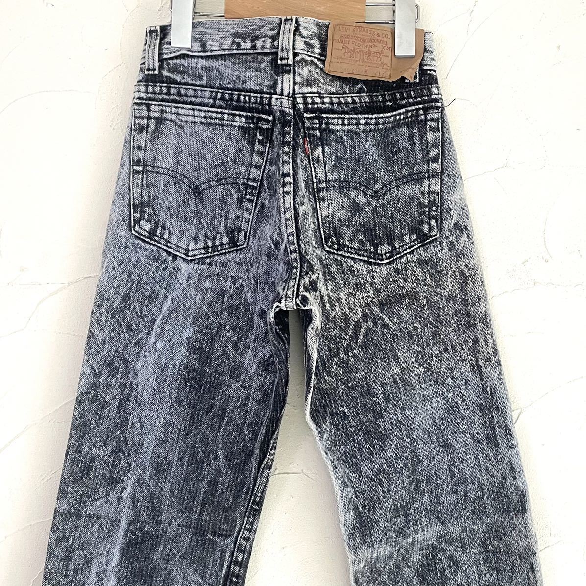 kid's vintage 80s Levi's リーバイス 701 ブラック ケミカルウォッシュ デニムパンツ USA製 W24_画像9