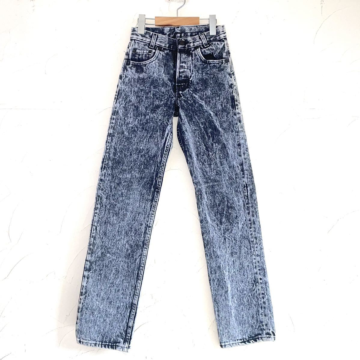 kid's vintage 80s Levi's リーバイス 701 ブラック ケミカルウォッシュ デニムパンツ USA製 W24_画像2