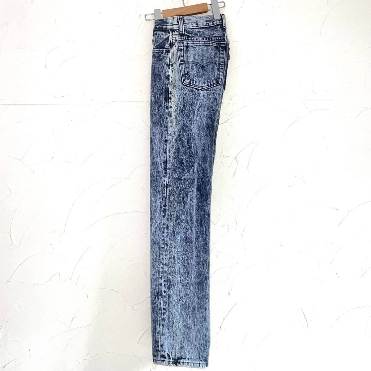 kid's vintage 80s Levi's リーバイス 701 ブラック ケミカルウォッシュ デニムパンツ USA製 W24_画像3