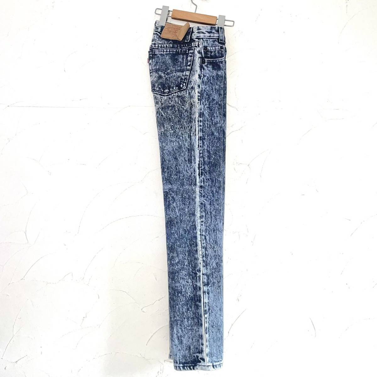 kid's vintage 80s Levi's リーバイス 701 ブラック ケミカルウォッシュ デニムパンツ USA製 W24_画像4