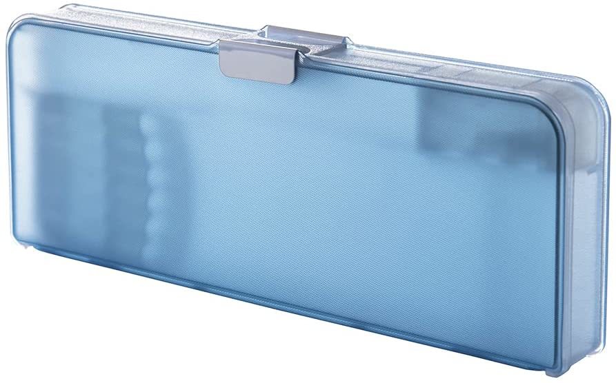 新品 送料無料 ビバリー 筆箱 コンパクト 両面 グラッシィ ブルー PNC-009 青　ペンケース　半透明　鉛筆削り付　コンパクト　両面開き