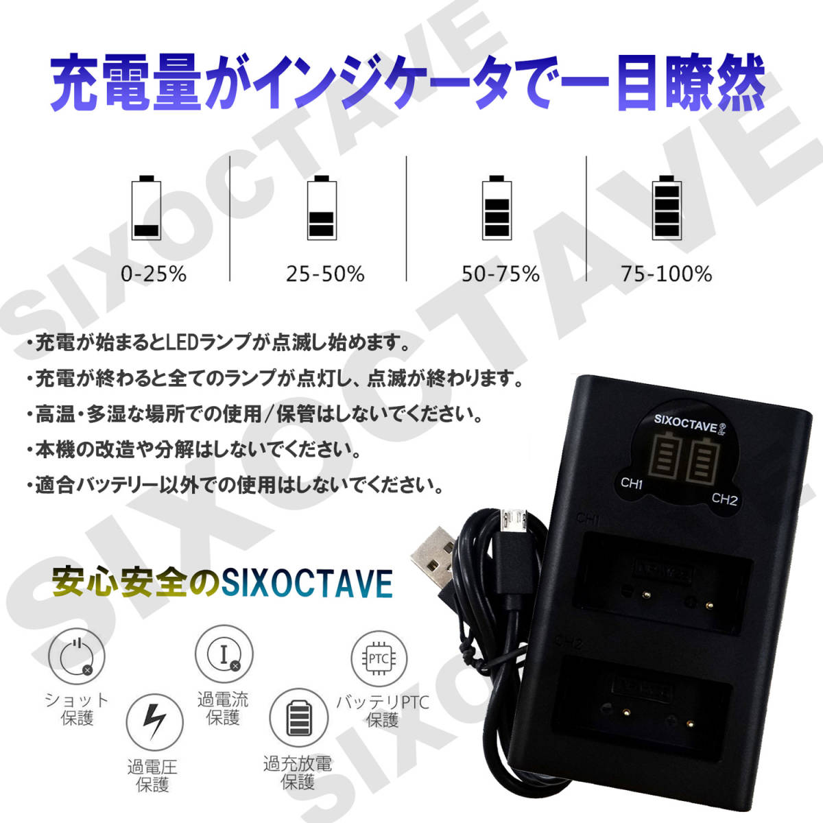送料無料　LP-E6 / LP-E6N / LP-E6NH　キャノン （2個同時充電可能！）互換充電器　1個　USB充電式　EOS R / EOS Ra / EOS R5_画像2