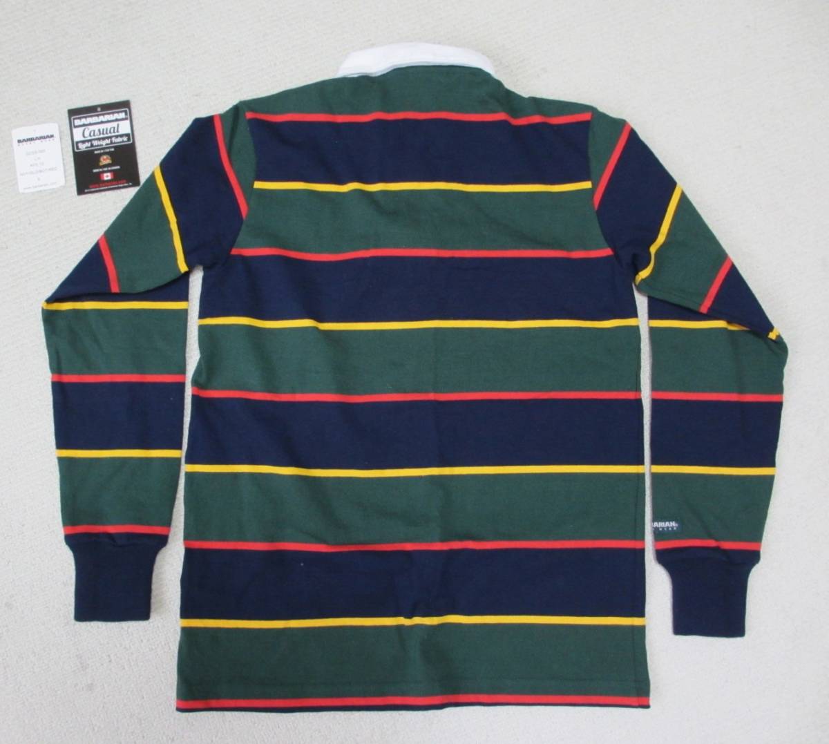 カナダ製 バーバリアン 長袖ラガーシャツ メンズSサイズ 人気色 紺×黄×緑×赤_画像2