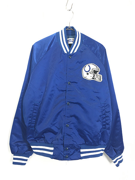 古着 90s USA製 NFL Indianapolis Colts コルツ 光沢 サテン スタジャン ジャケット L 古着_画像1