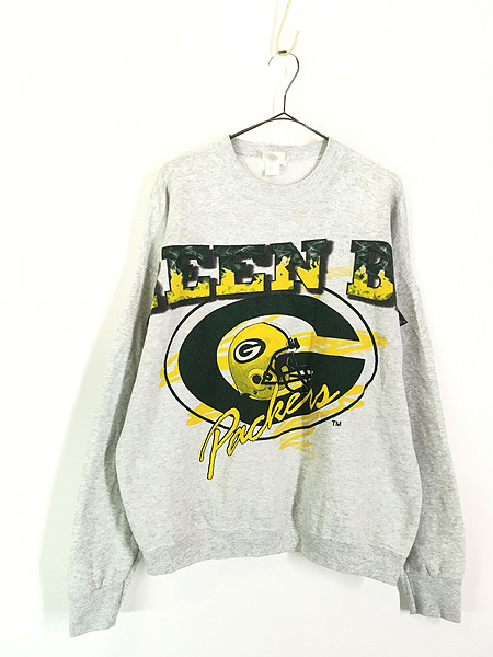 古着 90s NFL Green Bay Packers パッカーズ BIG プリント スウェット トレーナー XL 古着