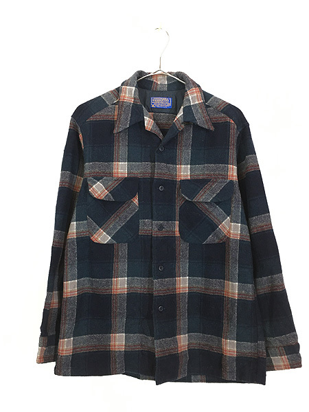 気質アップ】 Pendleton USA製 70s 古着 ネイビー M シャツ ウール