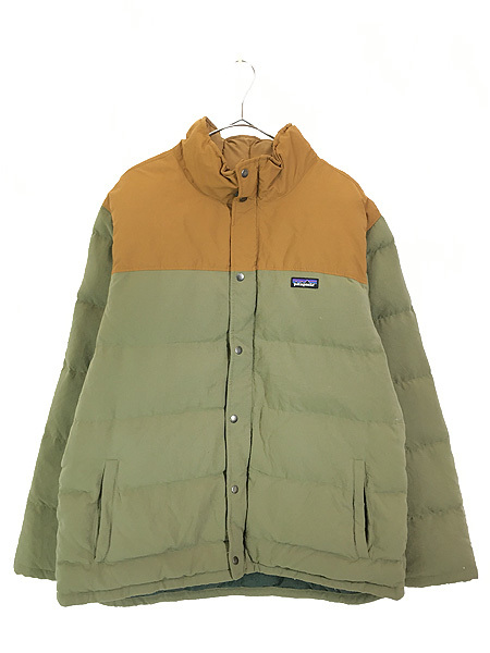 古着 14s Patagonia 「Bivy Down Jacket」 茶 × オリーブ バイカラー ビビー グース ダウン ジャケット XL 古着_画像1