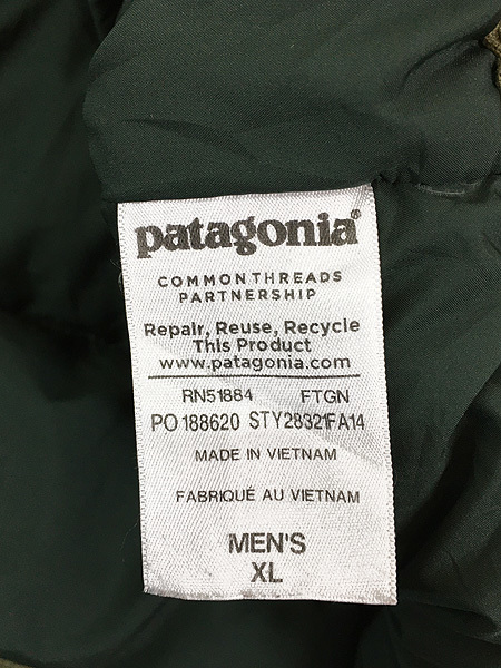 古着 14s Patagonia 「Bivy Down Jacket」 茶 × オリーブ バイカラー ビビー グース ダウン ジャケット XL 古着_画像8