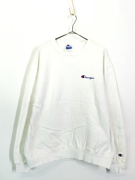 古着 90s USA製 Champion ワンポイント 前V スウェット トレーナー 白 XL 古着_画像1